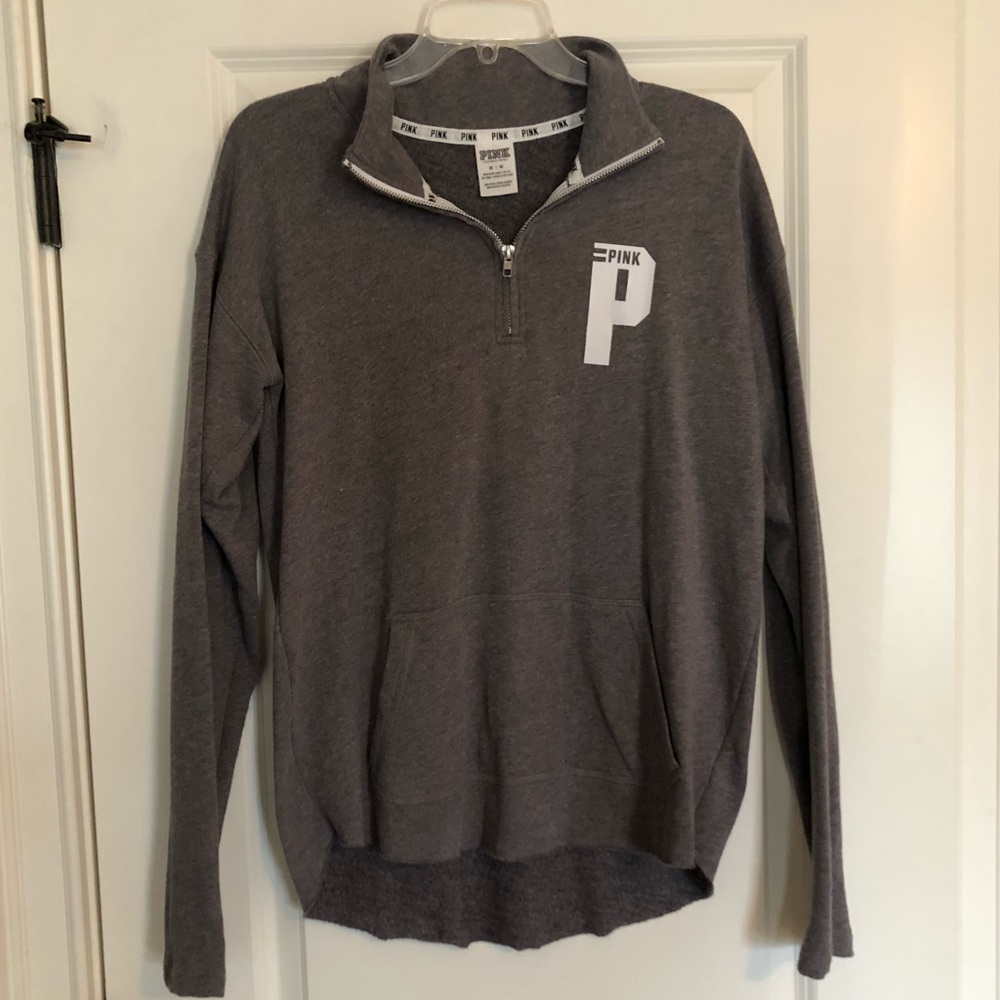 Gray PINK Quarter Zip Pullover